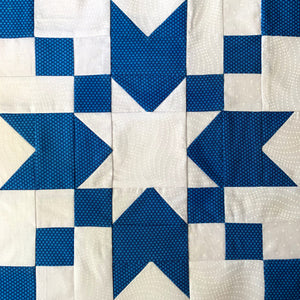 Good Cheer Quilt Block in Blue and White