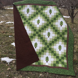 Green Irish Woodland Quilt in an Orchard