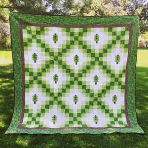 Irish Woodland Quilt in Greens and Browns In a Park