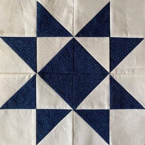 Ohio Star Quilt Block in Navy Blue and White