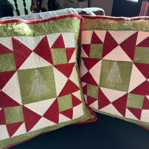 Holiday Pillows In Green and Red