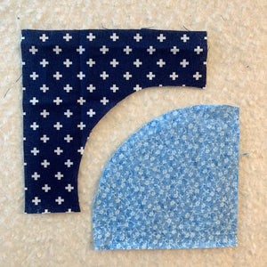 Making a Template for a Curved Quilt Block - two pieces of a curved quilt block