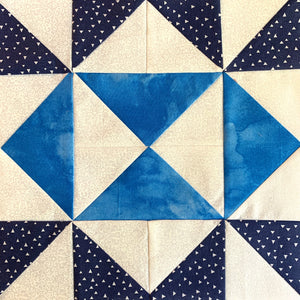 "Our Editor" Quilt Block in blues and whites
