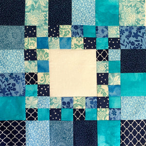 Medallion Quilt Square - lots of various blue squares.