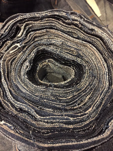 Roll of cut blue denim - Denim Storage