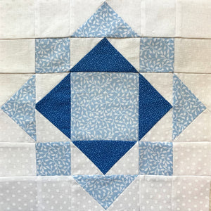 Mrs. Bryons Choice Quilt Block in White and Blues