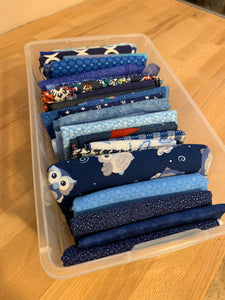 Lovely Blue box of organized fabric