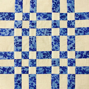 Squares and Stripes Quilt Block in Blue and White