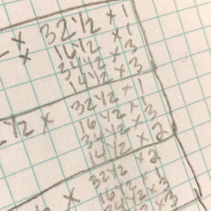 Figuring how much fabric you need - Graph paper with number written in pencil