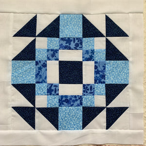 China Doll Block in white, dark blue, and blue