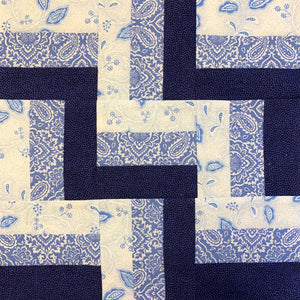 Roman Stripe Quilt Block in blues