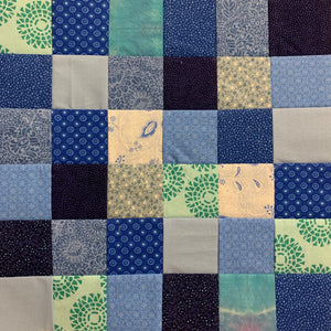 Postage Stamp Quilt Block in Blues