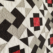 Close Up Not So Tricky Quilt Pattern  in Red, Grey, Black, And White