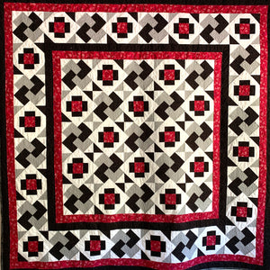 Not So Tricky Quilt Pattern  in Red, Grey, Black, And White
