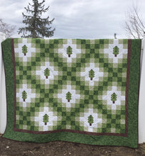 Green Irish Chain Quilt with trees