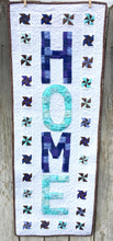 Love At Home Wall Hanging or Mini Quilt made in blue and teal green