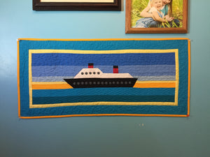 Cruise Boat Quilt Row with boarders and Quilted